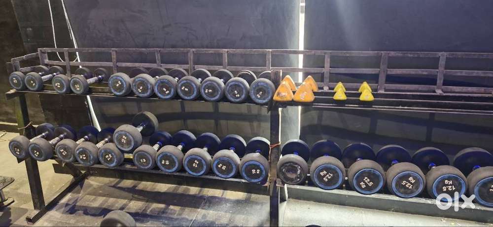 Gym Dumbbells, Seated Leg Extension & Abductor Air Rower @ LYF GYM