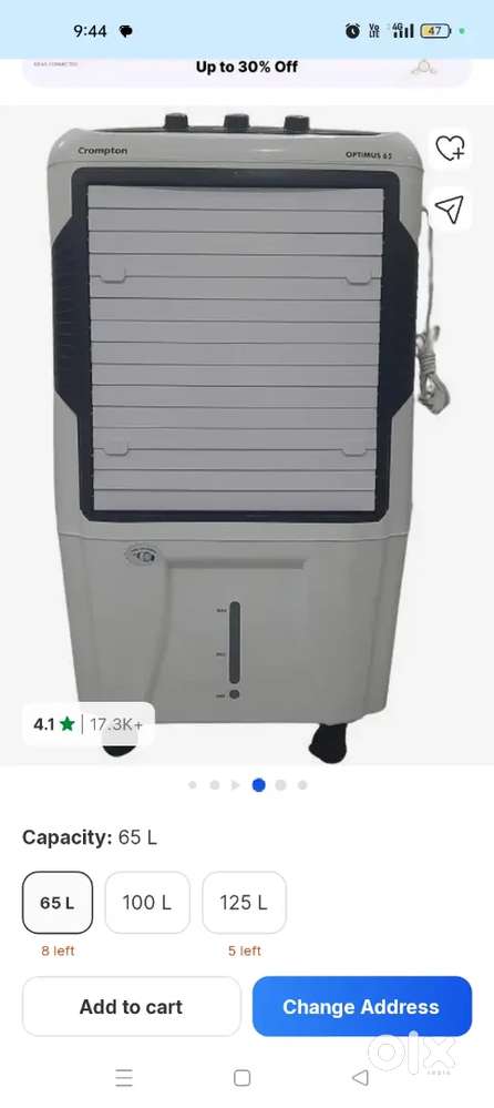 Crompton desert Air cooler with ice chember 65 liter