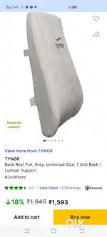 2 piece,Tynor Coccyx Cushion seat, Back Rest Full,