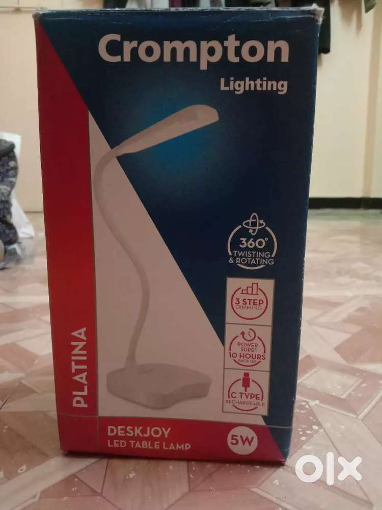 Crompton table lamp with c type charging cable, 360 rotating