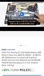 Asus laptop 17.3 inch with 90Whr battery