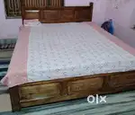 King size bed and mattress (storage bed) sagwan (teak) wood