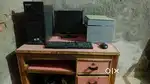 C.p.u printer lcd Table keyboard mouse speaker