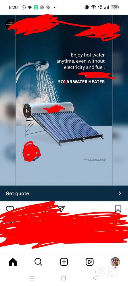 Solar water heater working condition