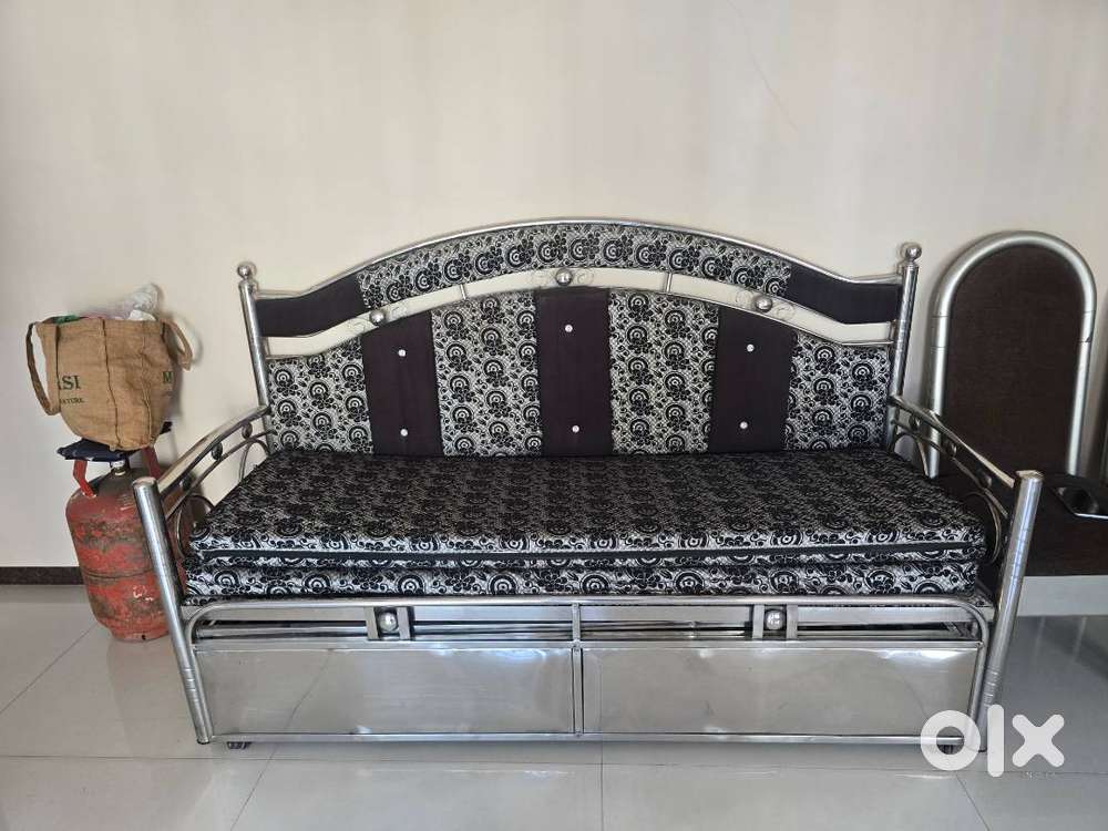 Durable Stainless Steel Sofa Cum Bed with Storage