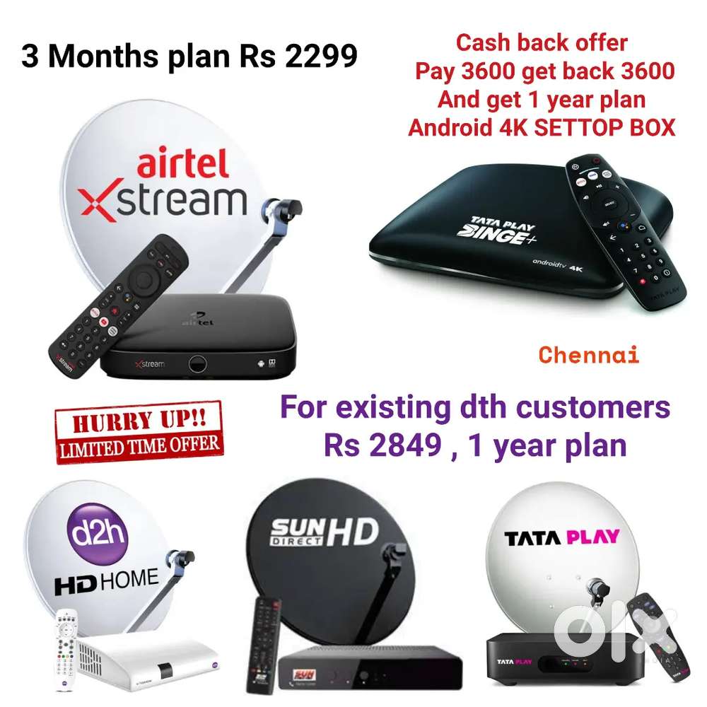 AIRTEL DTH ! TATÀ ! SUNDIRECT ! PLÀY ! DISHTV ! VIDEOCON D2H ! LED TV