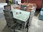 Brand New Fresh Designer Dining Table With Four Chair Sagwaan Wood