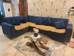 Stylish Blue L-Shaped Sofa – Excellent Condition