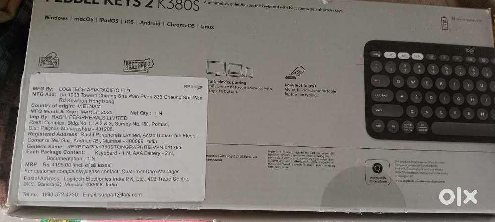 Logitech Pebble Keys 2 K380S Bluetooth Keyboard (Brand New)