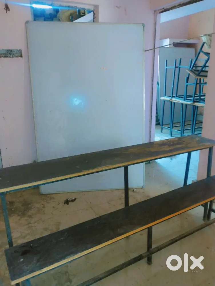 Bench desk and white board