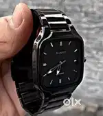Elegant Black Square Dial Quartz Wristwatch