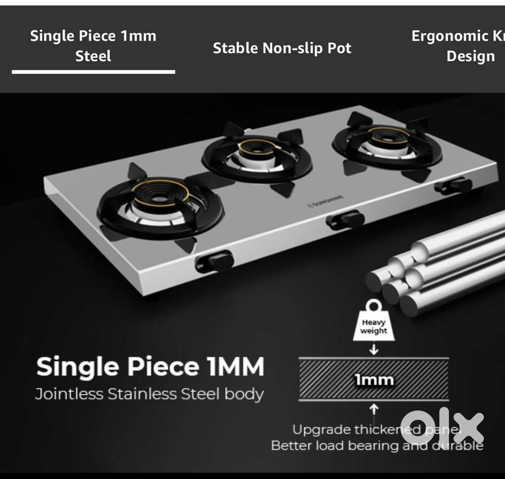 Brand New Sunshine Jointless Full Heavy 3 Burner Stove MRP-10999