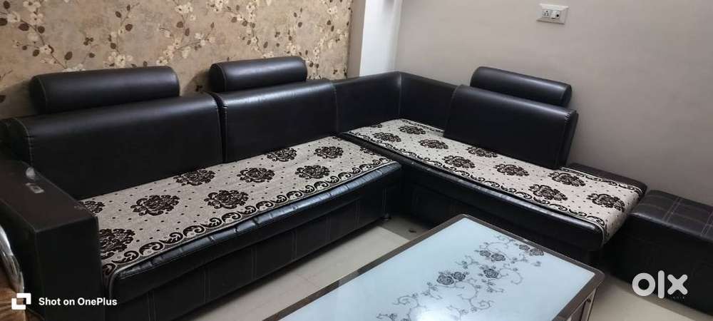 7 seater leather black sofa set