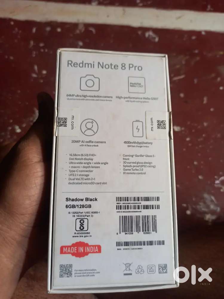 Redmi note8pro 6gb128 bil Box all avelble