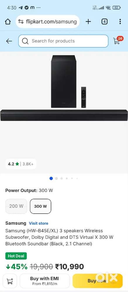 Samsung Sound Bar 300 watt