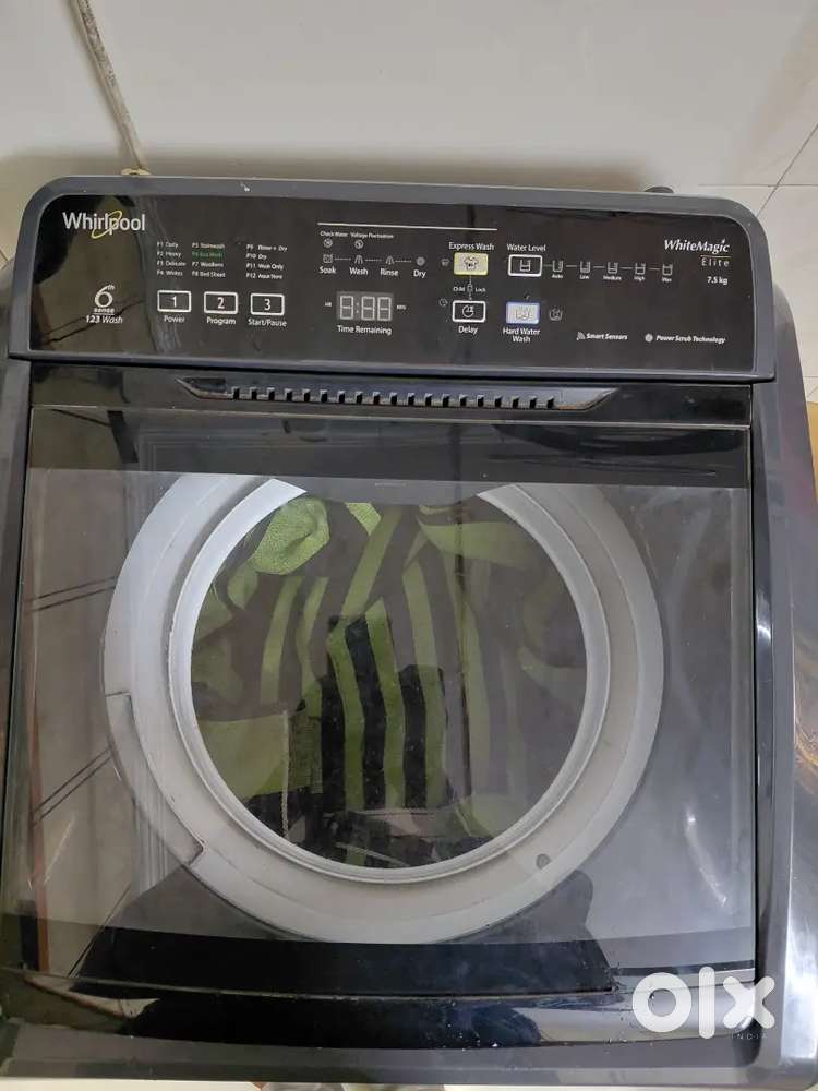 whirlpool white magic elite washing machine 7.5 kg 6th sense 123 WASH