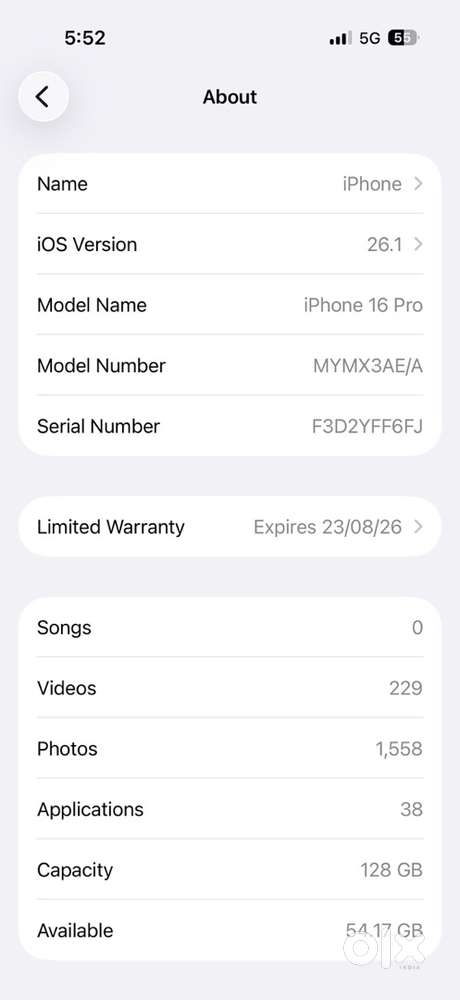 Iphone 16 pro 128 gb 3 month use only