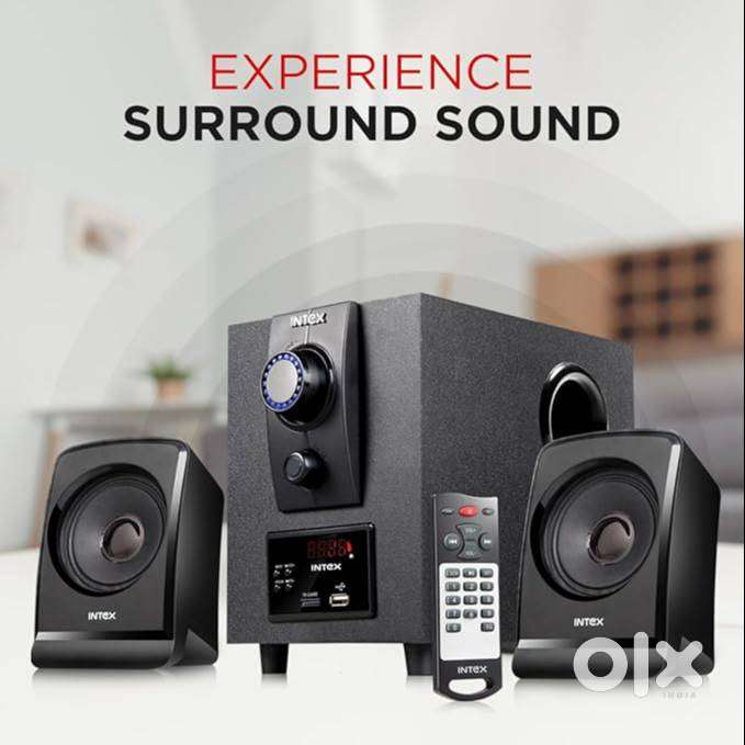 seal pack speaker 2.1 Intex with woofer, remote, FM
