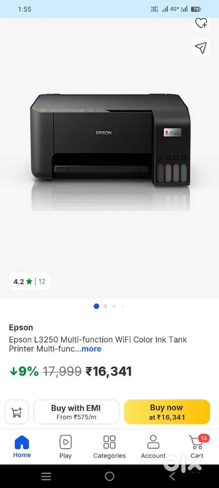 EPSON PRINTER L3250 WIFI PRINTER 6 MONTH USE ONLY WITH BILL BOX