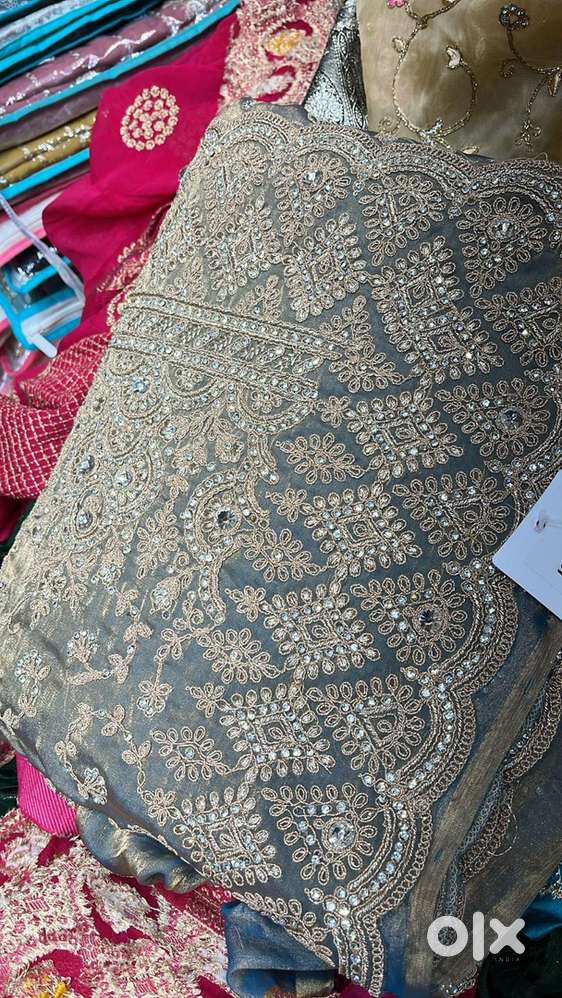 Designer Diamond studded bridal saree