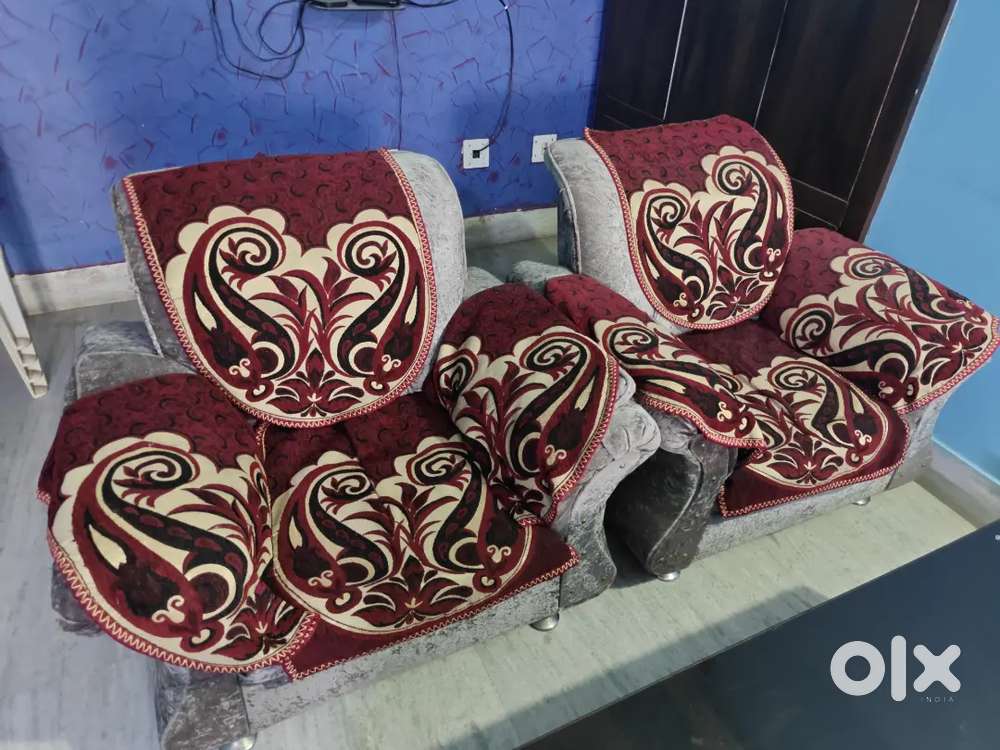 Grey Fabric Sofa Set 3+1+1