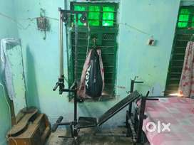 Gym equipment all in one machine and 1 zigzag rod and one barbell rod