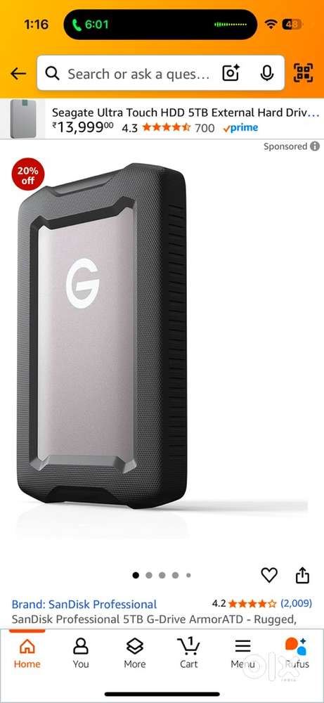 Hard disk ,sandisk G-Drive 5Tb