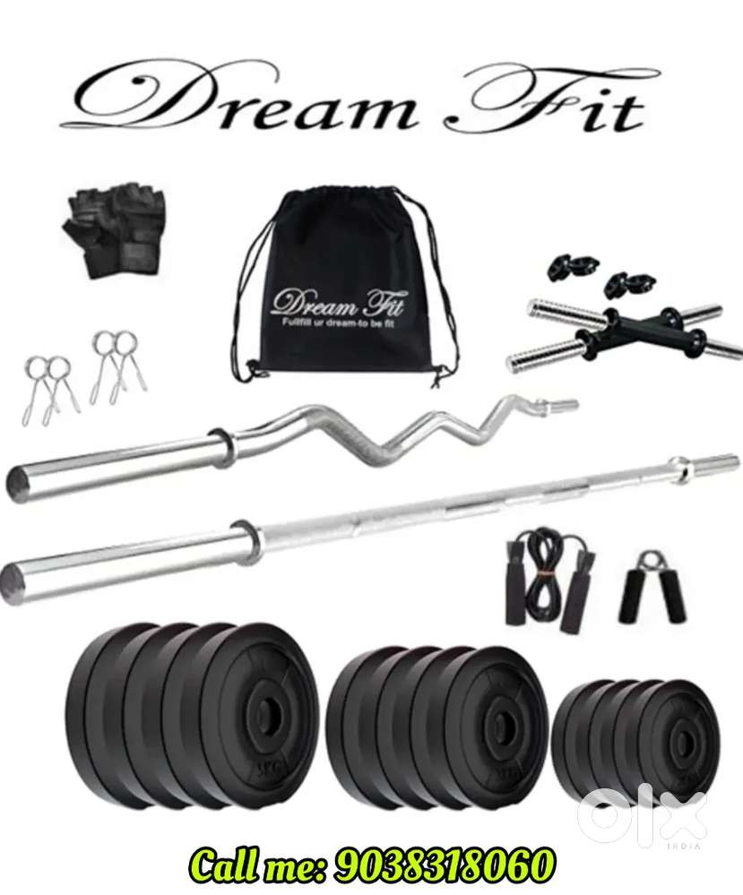 Gym set bars and dumble