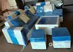 Brand new sofa L safe with senter table and puffy cushion