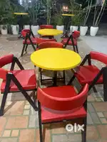 Brand new red black cafe chairs and table manufacturer
