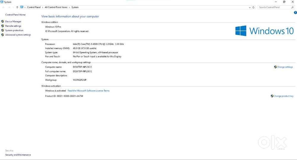 Urgent sale 21000 New Condition CPU 48 GB RAM 4GB graphic