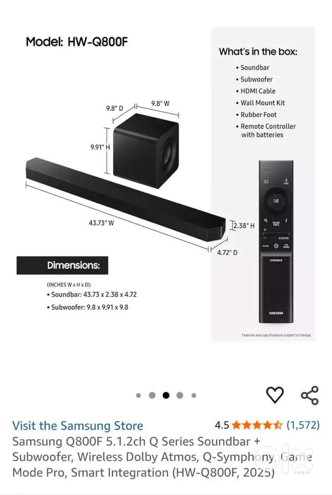 Samsung Q800F 5.1.2ch 21 days old best soundbar this price