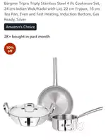 Bergner Tripro Triply Stainless Steel 4 Pc Cookware Set, 24 cm Indian