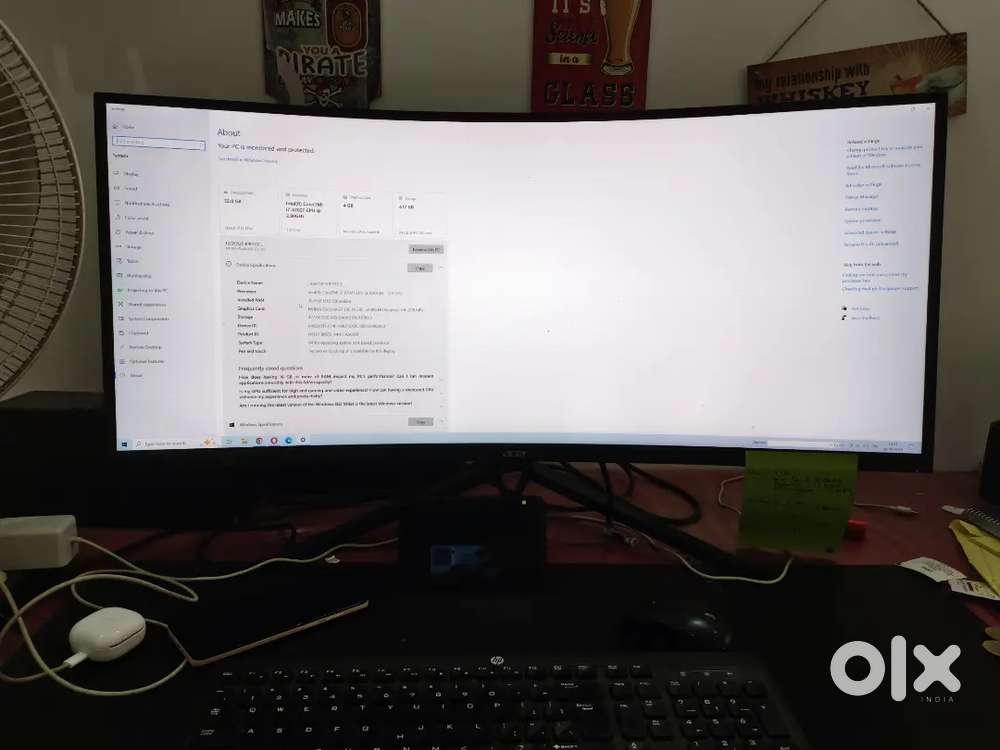 Computer with 32 GB RAM, Acer 34 Inch Curved Monitor