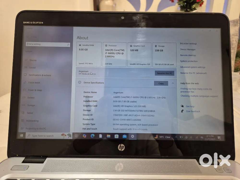 HP EliteBook 840 G3, intel core i7 (Windows 10 pro, Touchscreen)