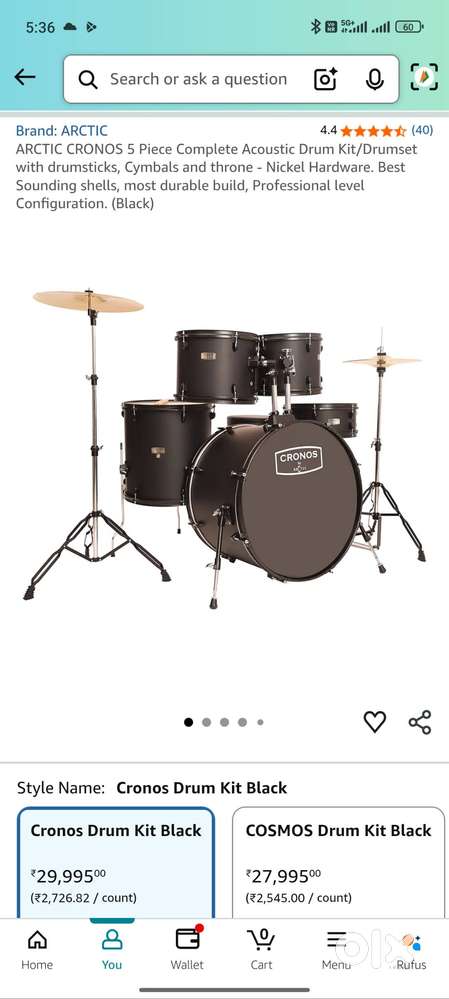 SEAL PACK ARCTIC CRONOS 5 Piece Complete Acoustic Drum Kit/Drumset