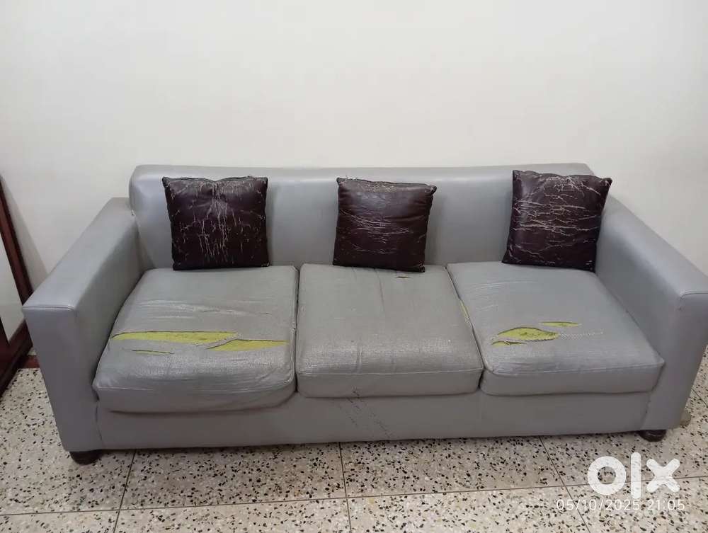 Grey sofa torned seats