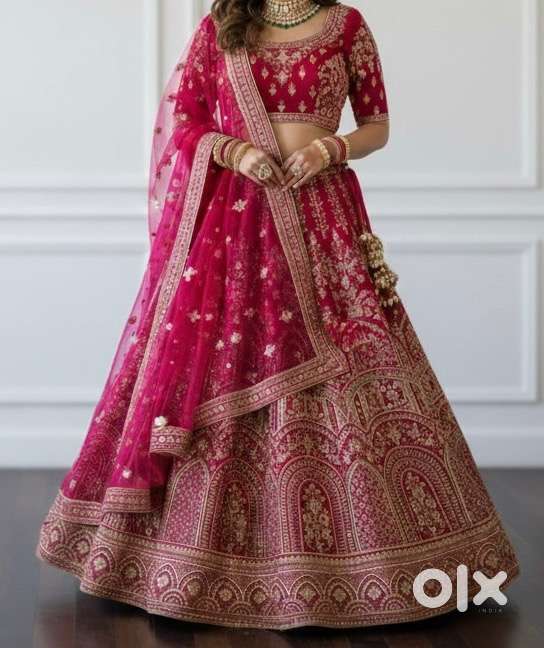 Stunning Manyavar Mohey Bridal Lehenga - Deep Red, Excellent Condition