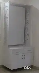 White color wooden temple with Cupboard