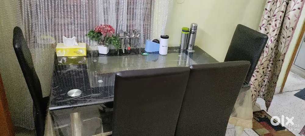 Dining Table-Glass with 4 Chair
