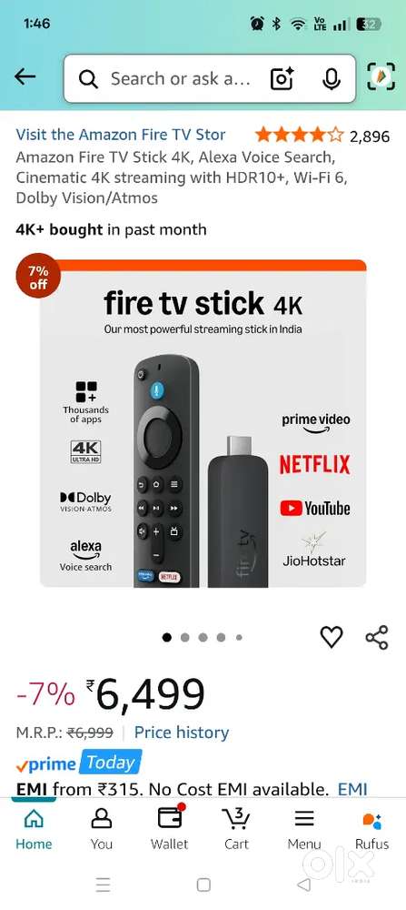 Amazon Fire Stick 4k+ with box piece