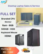 full set cpu-monitor-ram-4gb-500gb hdd-desktop=replacement warranty