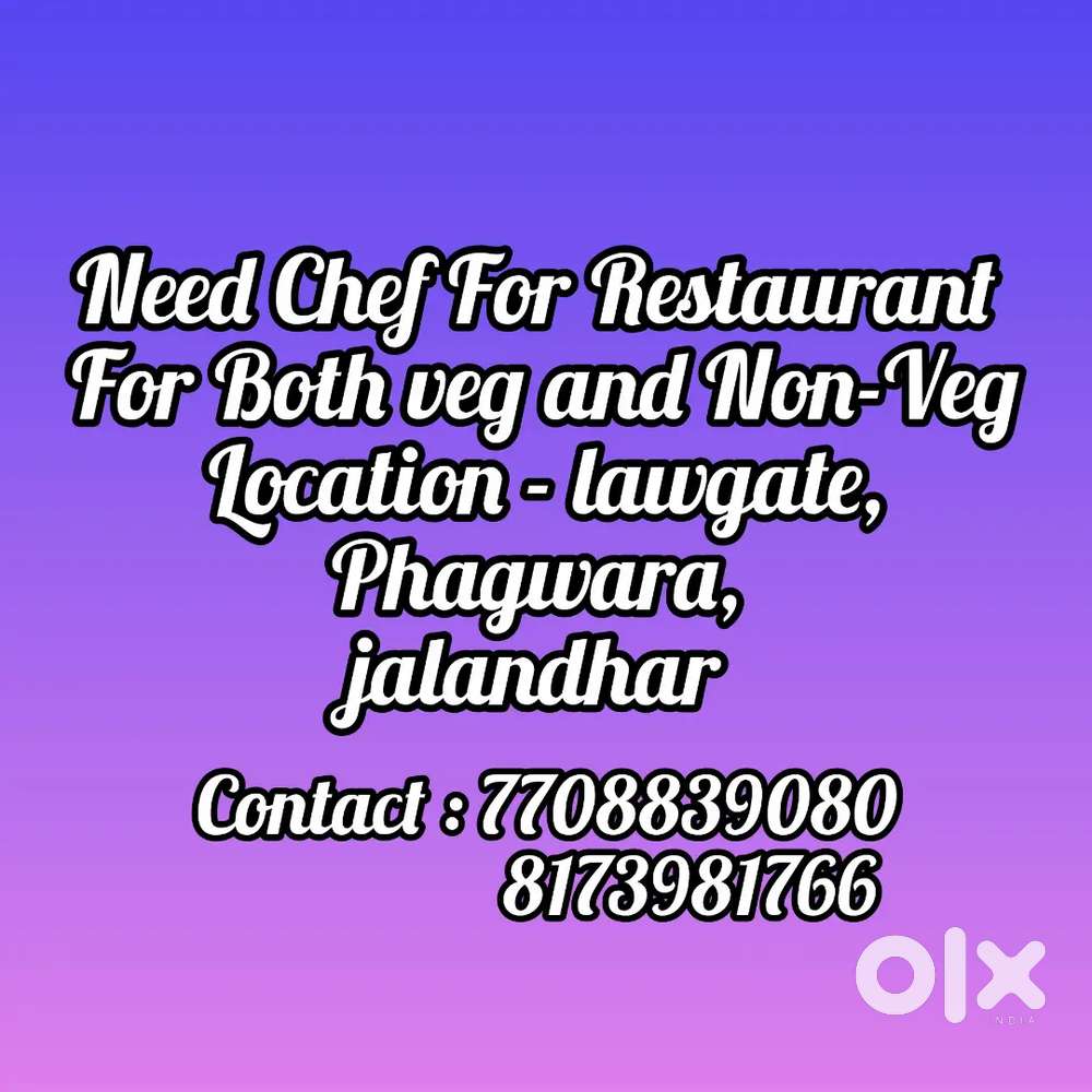Need Chef for restaurant