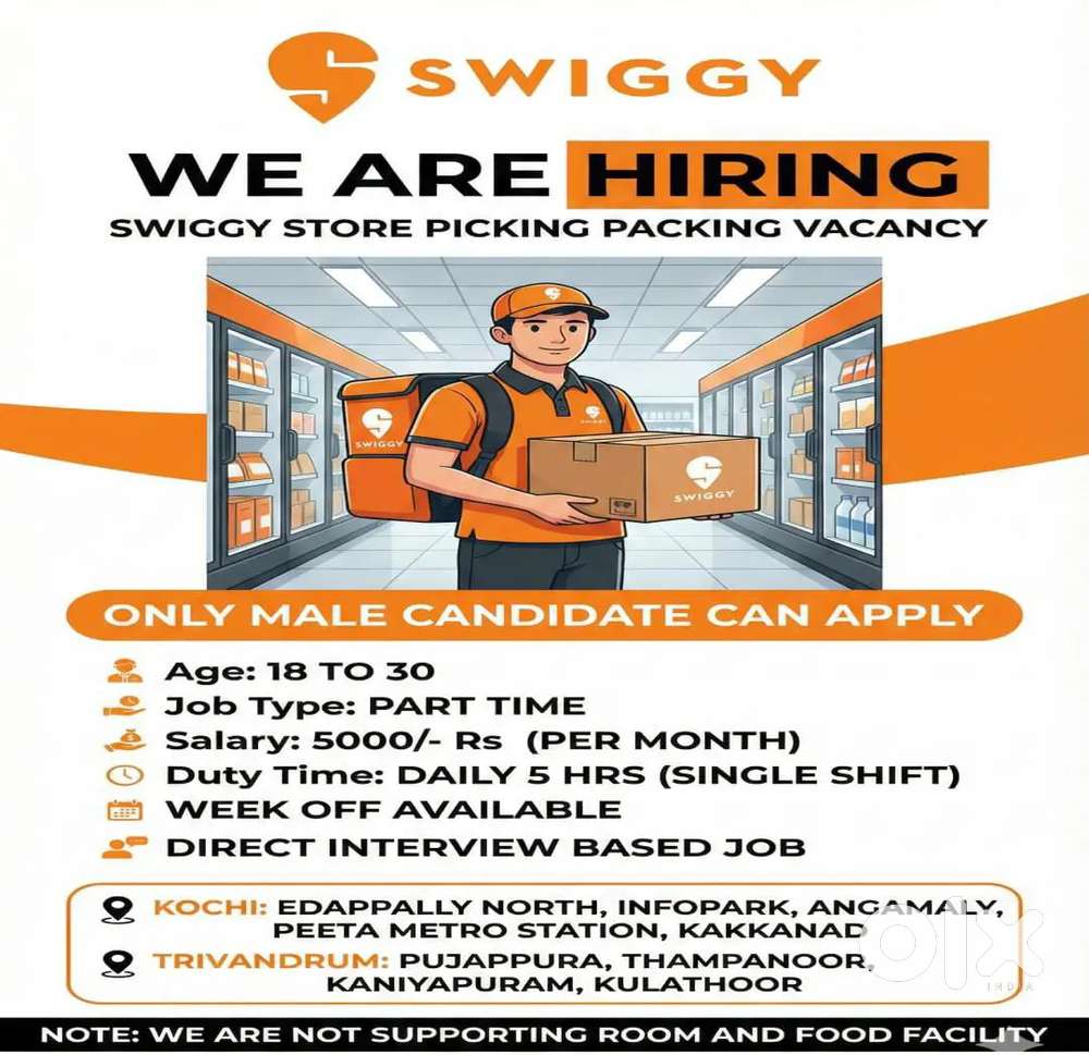 Swiggy trivandrum Packing Picking vacancy