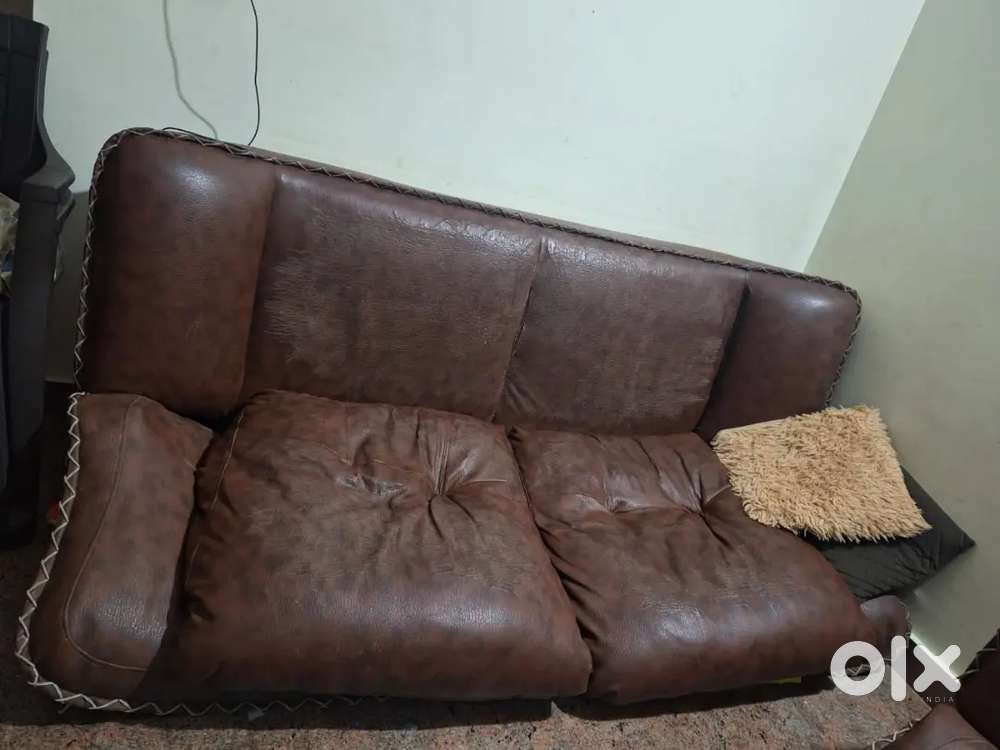 4 Seater leather sofa & Sofa Cum Bed (For Free - No need to pay)
