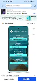 Highly Demanded New Seal Pack Moto G60 Fushion 5g color Pantone (Blue)
