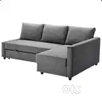 IKEA dark blue L shaped sofa cum bed with storage
