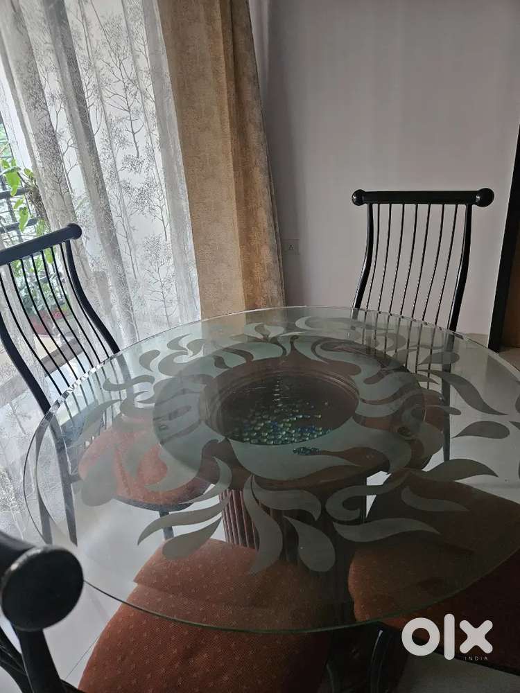 Glass Top 4 Seater Dining Table Elegant &Space Saving !!!