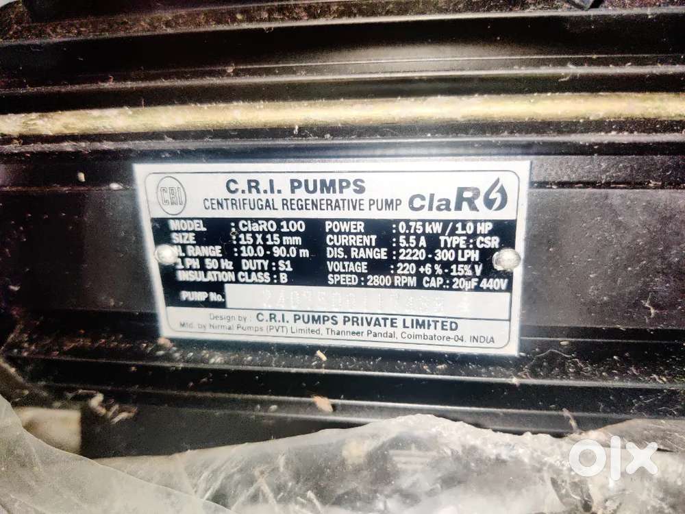 C.R.I 0.75Kw/ 1.HP water pump