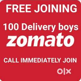 FREE JOINING 100 Delivery boys Zomato Food Delivery jobs